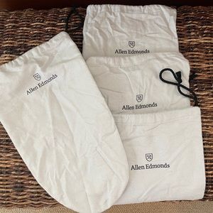 Allen Edmonds dust travel shoe/belt bags. Cotton flannel, drawstring.